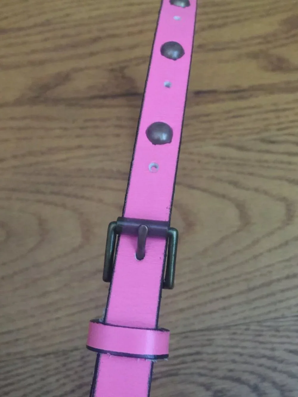 VINTAGE GAP PINK LEATHER STUDDED SKINNY BELT WOMENS M MADE IN USA
